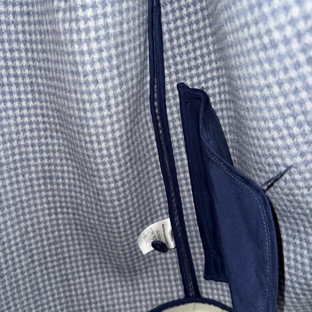 Reformation Giles Jacket Navy Plaid SZ S‎ Wool Blend Oversized Grunge Boxy EUC - Picture 4 of 10